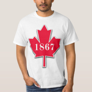 T-shirt I LOVE Canada - Feuille d'érable rouge - Est 1867