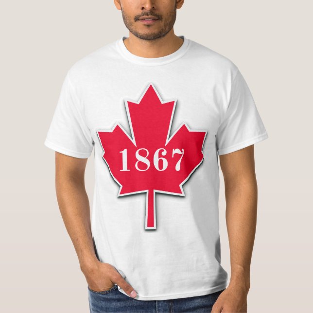 T-shirt I LOVE Canada - Feuille d'érable rouge - Est 1867 (Devant)