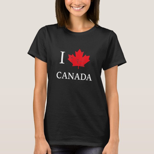 T-shirt I Love Canada Maple Leaf Heart Canada Day Tee (Devant)