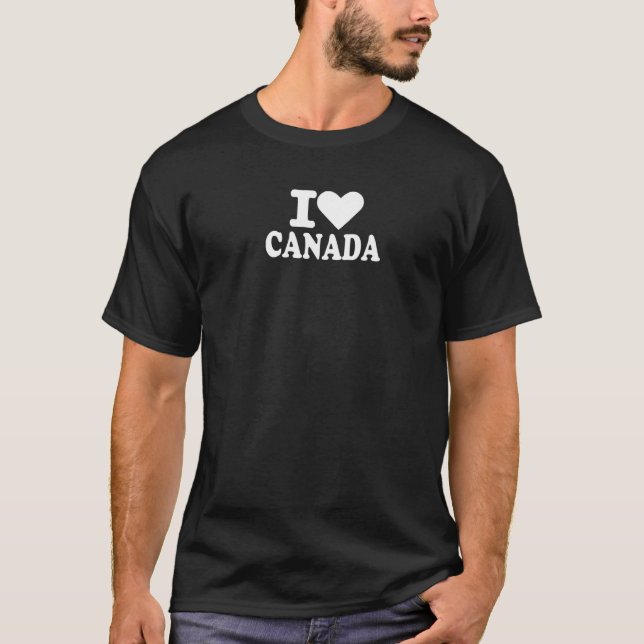T-shirt I Love Canada with Red, Leaf Heart Premium (Devant)