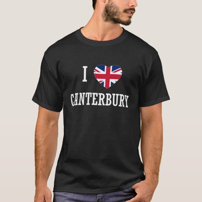 T-shirt I Love Canterbury Angleterre Union Jack Flag Heart (Devant)