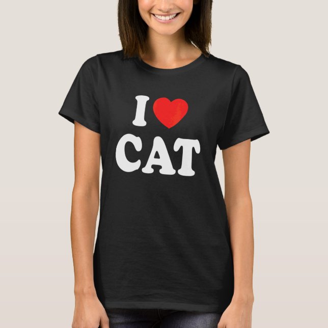 T-shirt I Love Cat With A Red Heart (Devant)