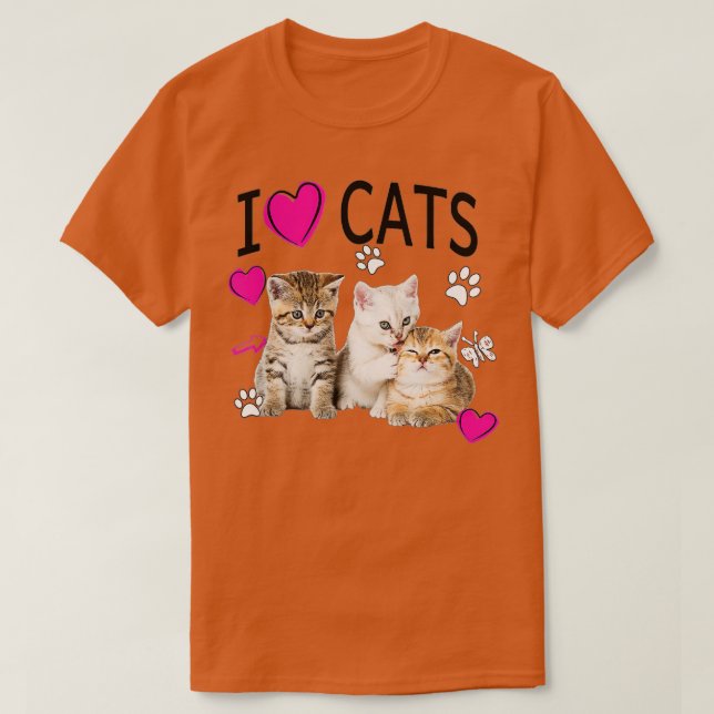T-shirt I Love Cats Amoureux des chats I love Kittens (Design devant)