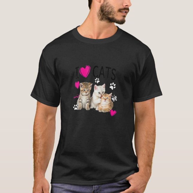 T-shirt I Love Cats Cat  Ee I Love Kittens (Devant)