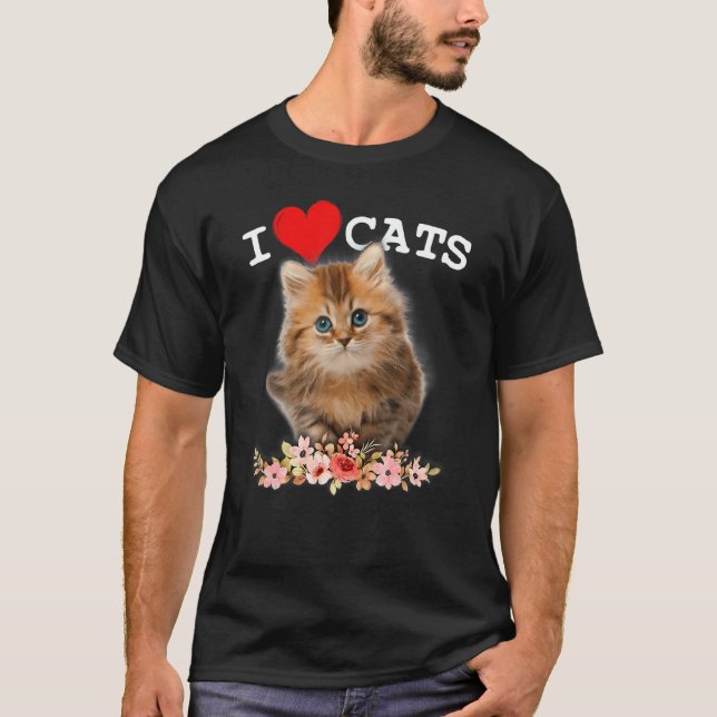 T-shirt I Love Cats Chat I Love Kittens (Devant)