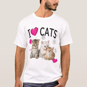 T-shirt I Love Cats Chemise Amoureux des chats Tee I love