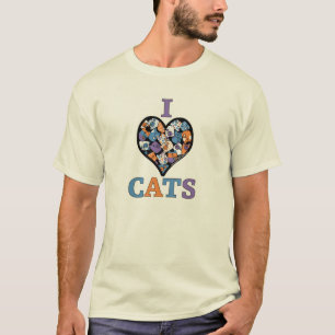 T-shirt I Love Cats - Coeur de collage