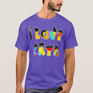 T-shirt I Love Cats Fun Cadeau Tee, Amoureux des chats, Da