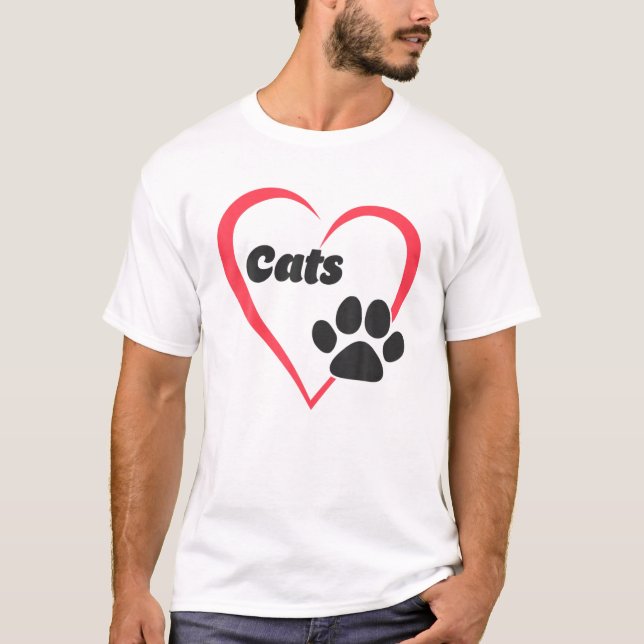 T-shirt I Love Cats, I Heart Cats, Amoureux des chats Femm (Devant)