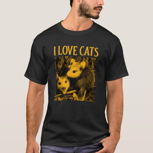 T-shirt I Love Cats  Opossum 1 (Devant)