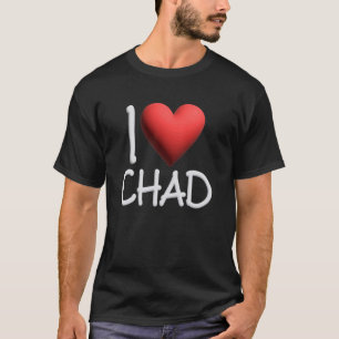 T-shirt I Love Chad Nom Hommes Personnalisés Guy BFF Ami H