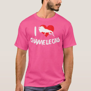 T-shirt I Love Chameleons Heart Pet Lizard Reptile Chamele