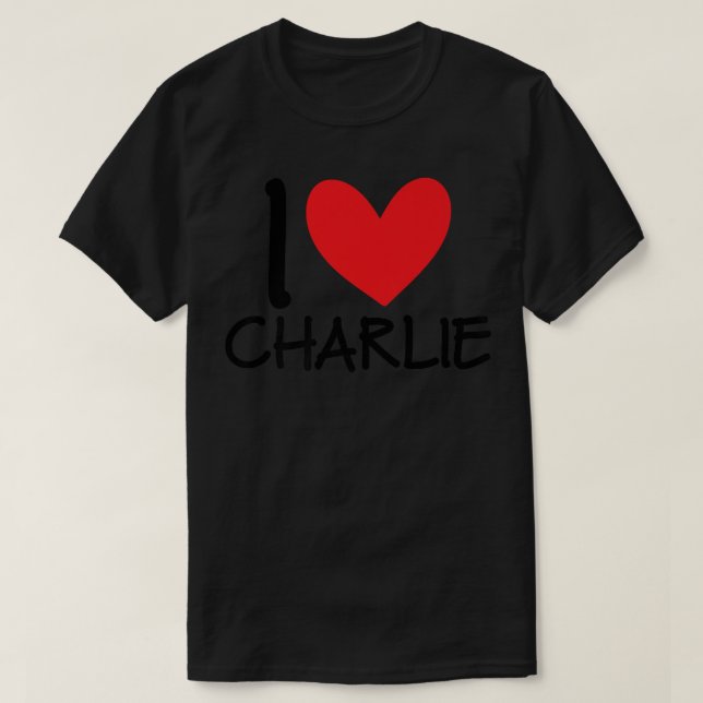 T-shirt I Love Charlie Name Heart Personnalisé Hommes Guy  (Design devant)