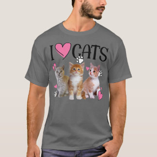 T-shirt I Love Chats Chemise Amoureux des chats Tee - I lo