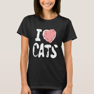 T-shirt I Love Chats Fluffy Fluffy Heart Pet Feline Chat