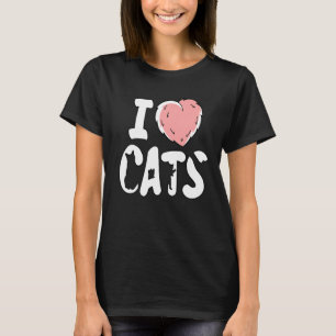 T-shirt I Love Chats Fluffy Fluffy Heart Pet Feline Chat