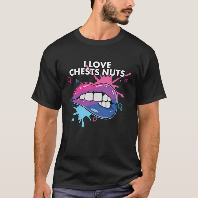 T-shirt I Love Chests Nuts Bisexual Fierté Bisexualité LGB (Devant)