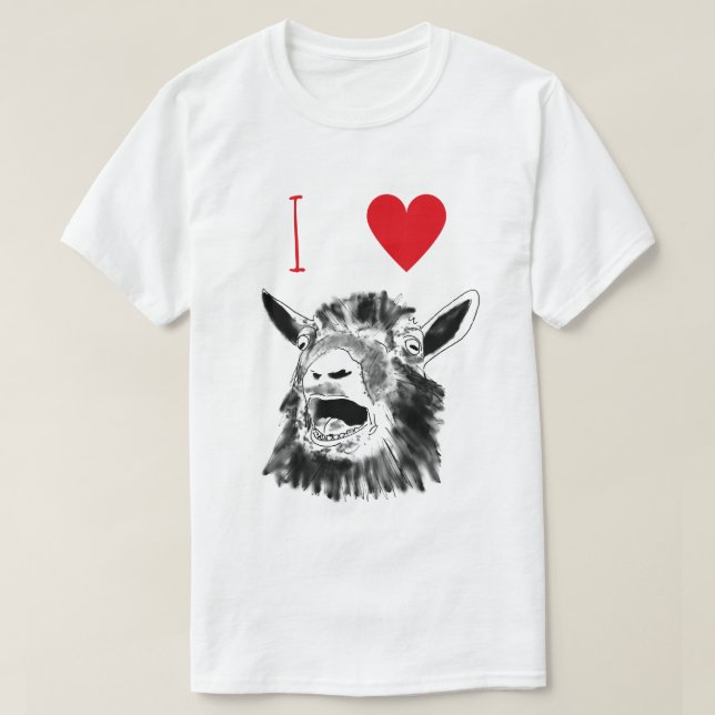 T-shirt I Love Chèvres Drôle Scander un dessin animal (Design devant)