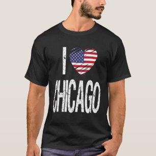 T-shirt I Love Chicago With American Flag