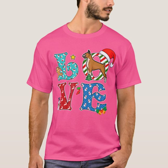 T-shirt I Love Chien Boxer Noël (Devant)