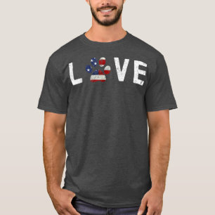 T-shirt I Love Chiens & Chats Empreinte de patte Drapeau A