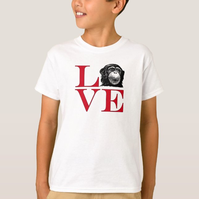 T-shirt I Love Chimps - Tee de couleur claire (Devant)