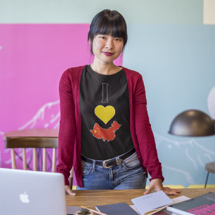 T-shirt I Love China Vertical I Heart Chinese Flag Map