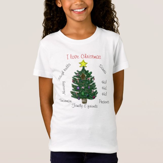 T-Shirt I Love Christmas Yellow Star Gingerbread Homme Tre (Devant)