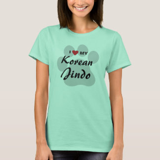 T-shirt I Love (Coeur) My Korean Jindo Amoureux de les chi