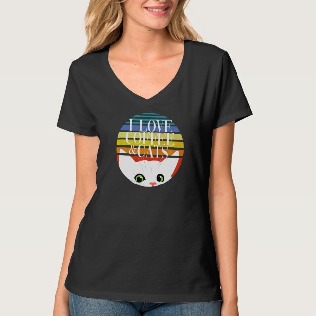 T-shirt I Love Coffee & Cats (Devant)