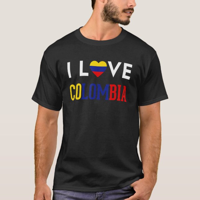 T-shirt I Love Colombia Drapeau Camiseta Heartbeat Pride M (Devant)
