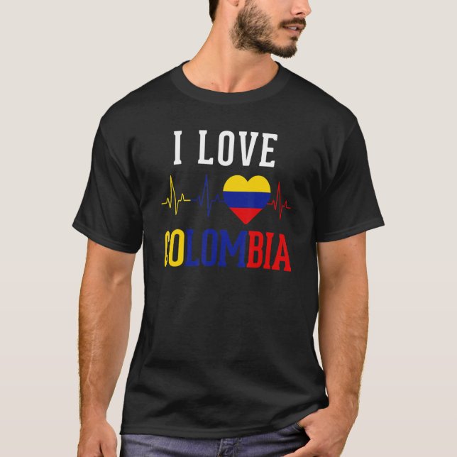 T-shirt I Love Colombia Drapeau Camiseta Heartbeat Pride M (Devant)