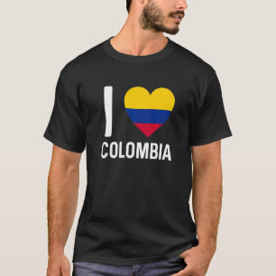T-shirt I Love Colombia Drapeau Carte Colombian Pride Souv