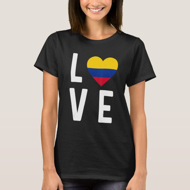 T-shirt I Love Colombia Drapeau Carte Colombian Pride Souv (Devant)