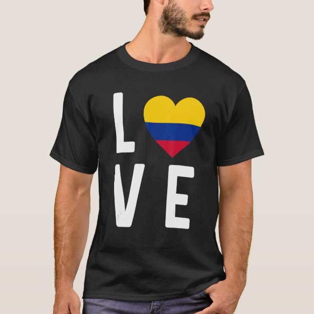 T-shirt I Love Colombia Drapeau Carte Colombian Pride Souv (Devant)