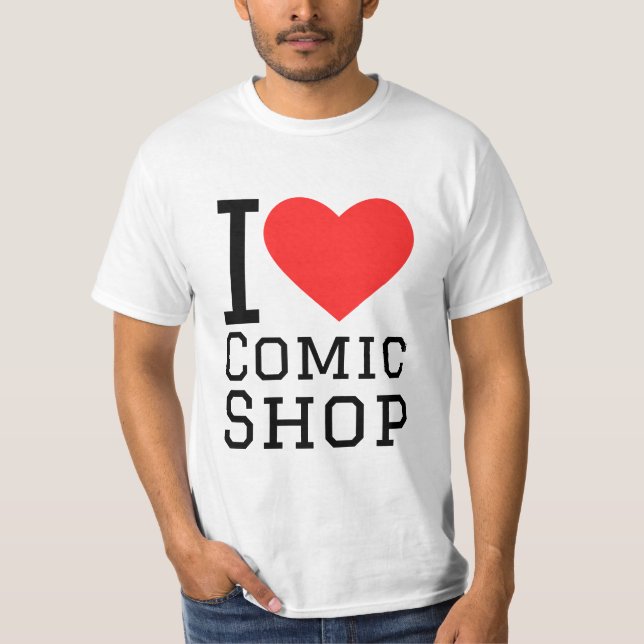 T-shirt I love comic shop (Devant)