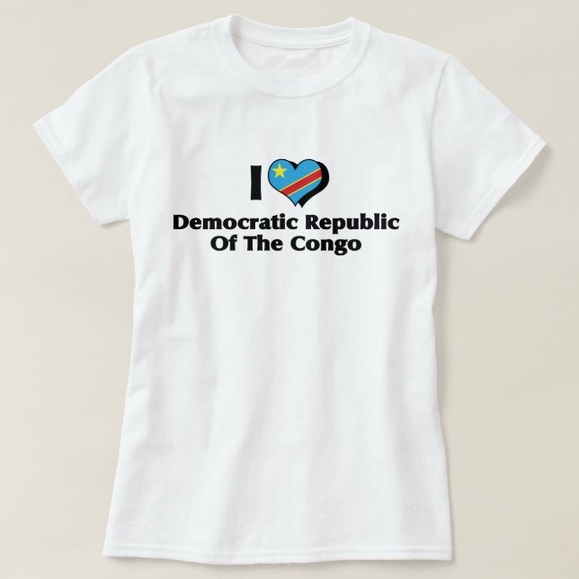 T-shirt I Love Congo République Démocratique du Congo Drap (Design devant)