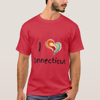 T-shirt I Love Connecticut with a Colorful Swirling Heart