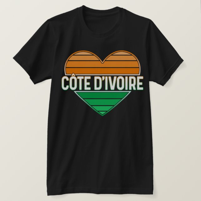 T-shirt I Love Côte d'Ivoire, Côte d'Ivoire Coeur (Design devant)