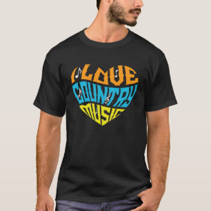 T-shirt I Love Country Music Heart Notes musicales