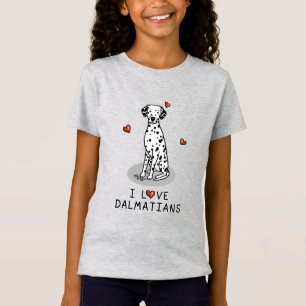 T-Shirt I Love Dalmatians (noir 1) Coeurs mignons