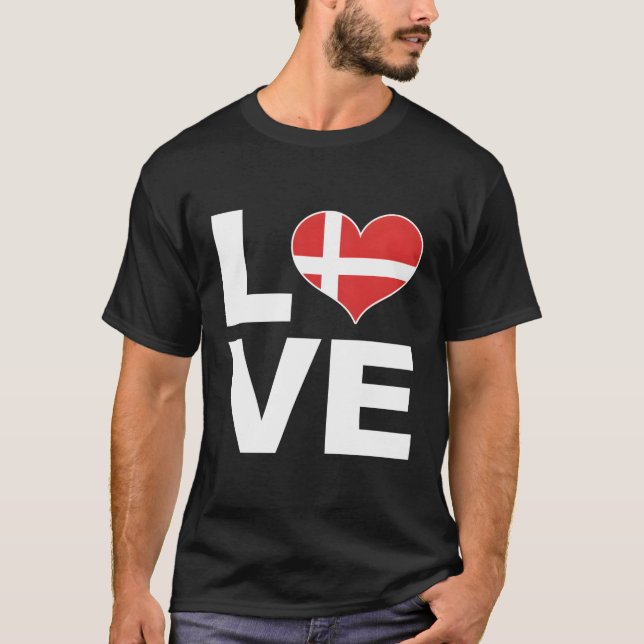 T-shirt I Love Danemark Il Drapeau Danemark (Devant)