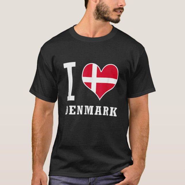 T-shirt I Love Danemark Jeg Elsker Danmark (Devant)