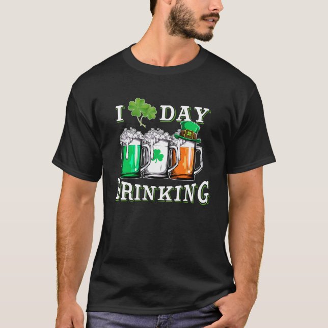T-shirt I Love Day Boire Irish Beer Mugs Irlande Drapeau B (Devant)