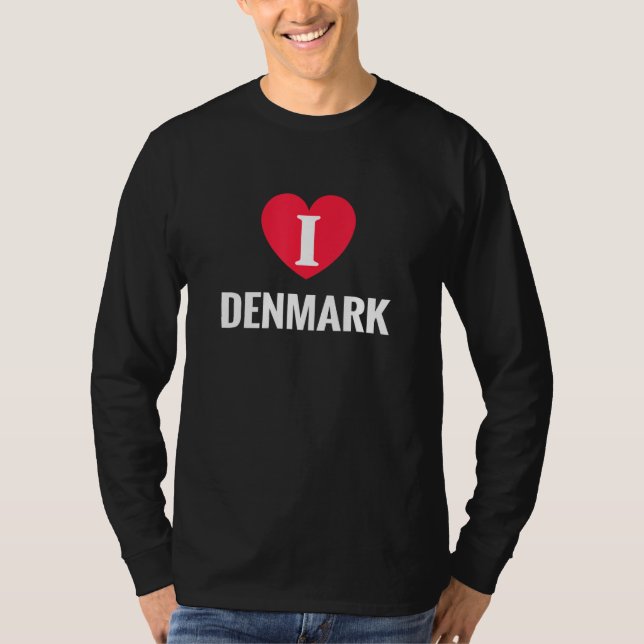 T-shirt I Love Denmark Patriotic Home Country Travel (Devant)