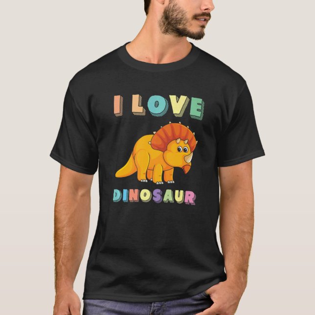 T-shirt I Love Dinosaur Dinosaures Dino Tricératops (Devant)