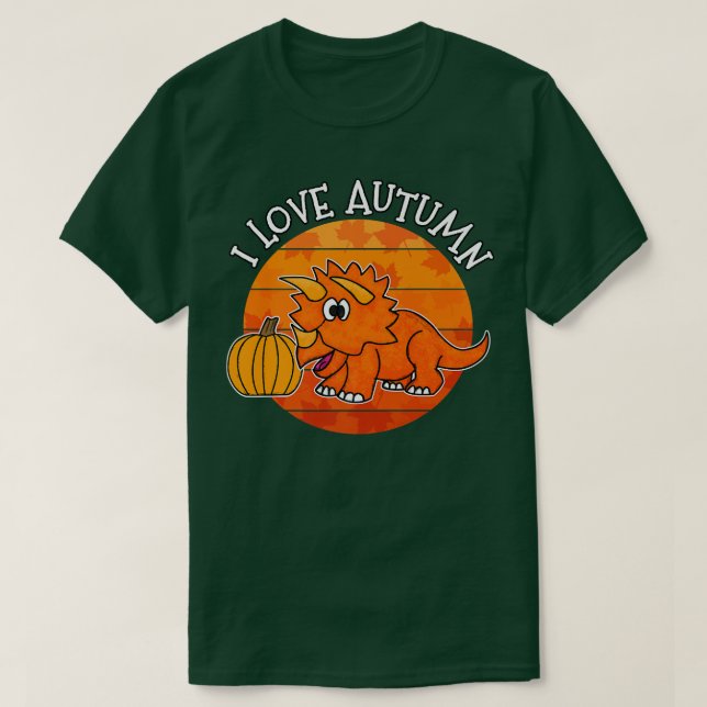 T-shirt I Love Dinosaure d'automne, Tricératops d'automne, (Design devant)