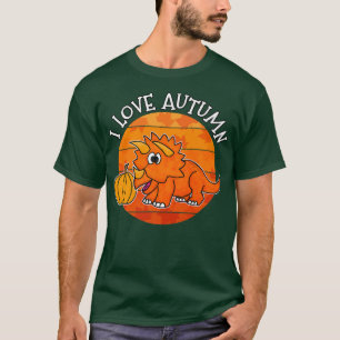 T-shirt I Love Dinosaure d'automne, Tricératops d'automne,