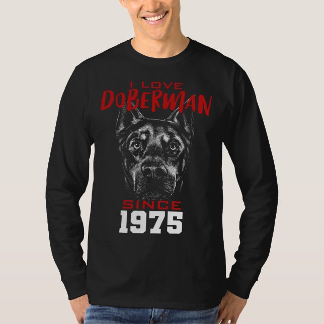 T-shirt I love doberman since 1975 (Devant)