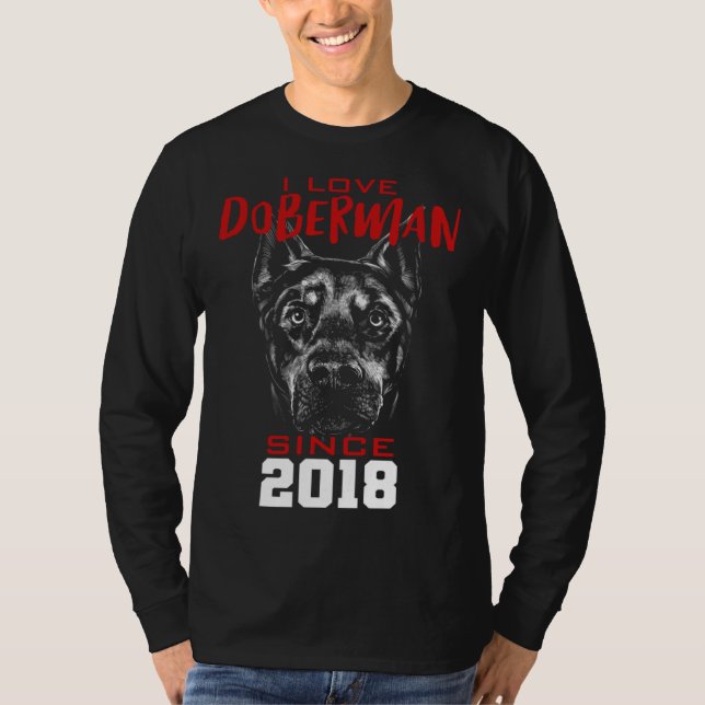 T-shirt I love doberman since 2018 (Devant)